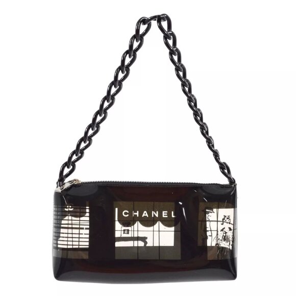 Chanel Black Vinyl Window Chain Shoulder Bag 172475 - Picture 1 of 8